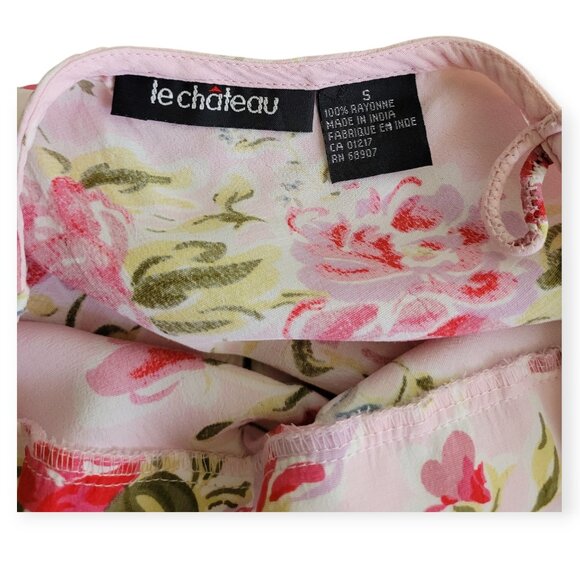 1990s Floral Pink Slip Dress by Le Chateau XS/S - Picture 5 of 9